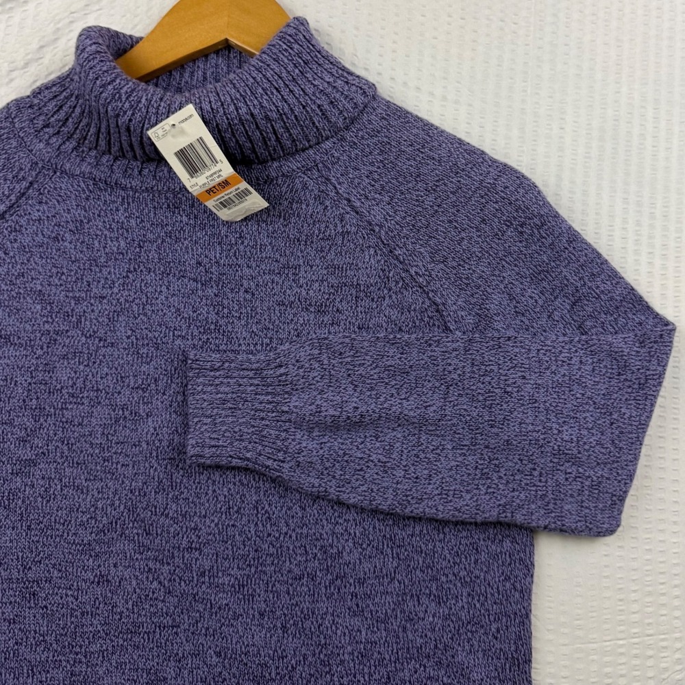 Karen Scott Petites Purple Frost Marl Cotton Turtleneck Sweater PS 61889P244